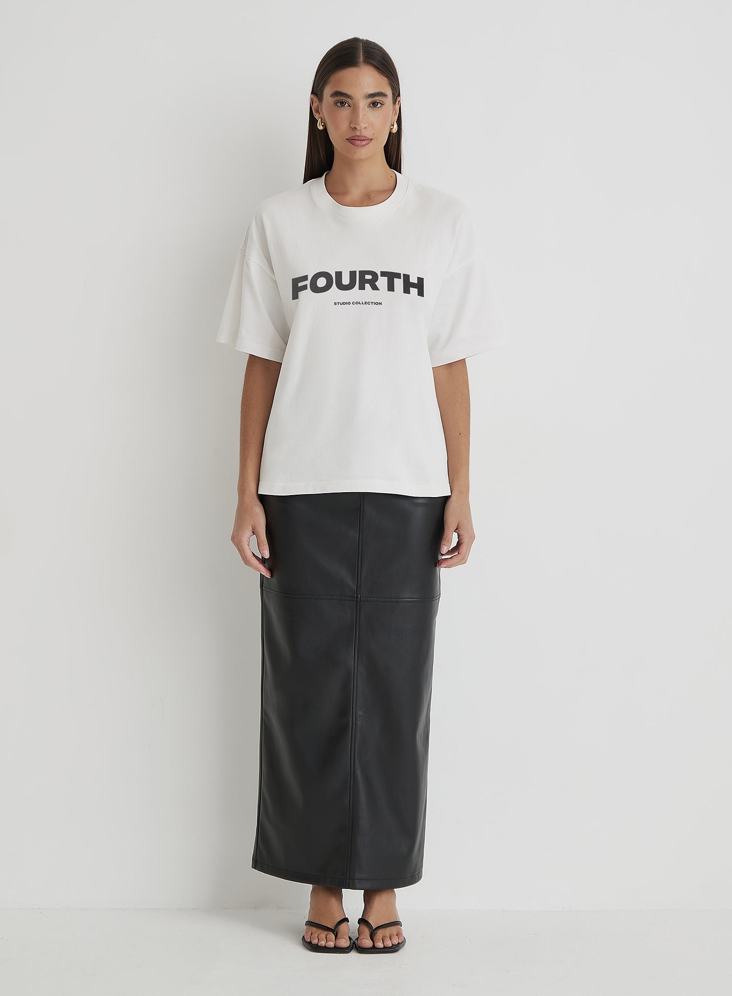 White Fourth Branded Oversized T-Shirt
